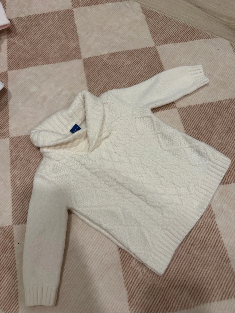 Old Navy Ivory Cable Knit Shawl Collar Sweater